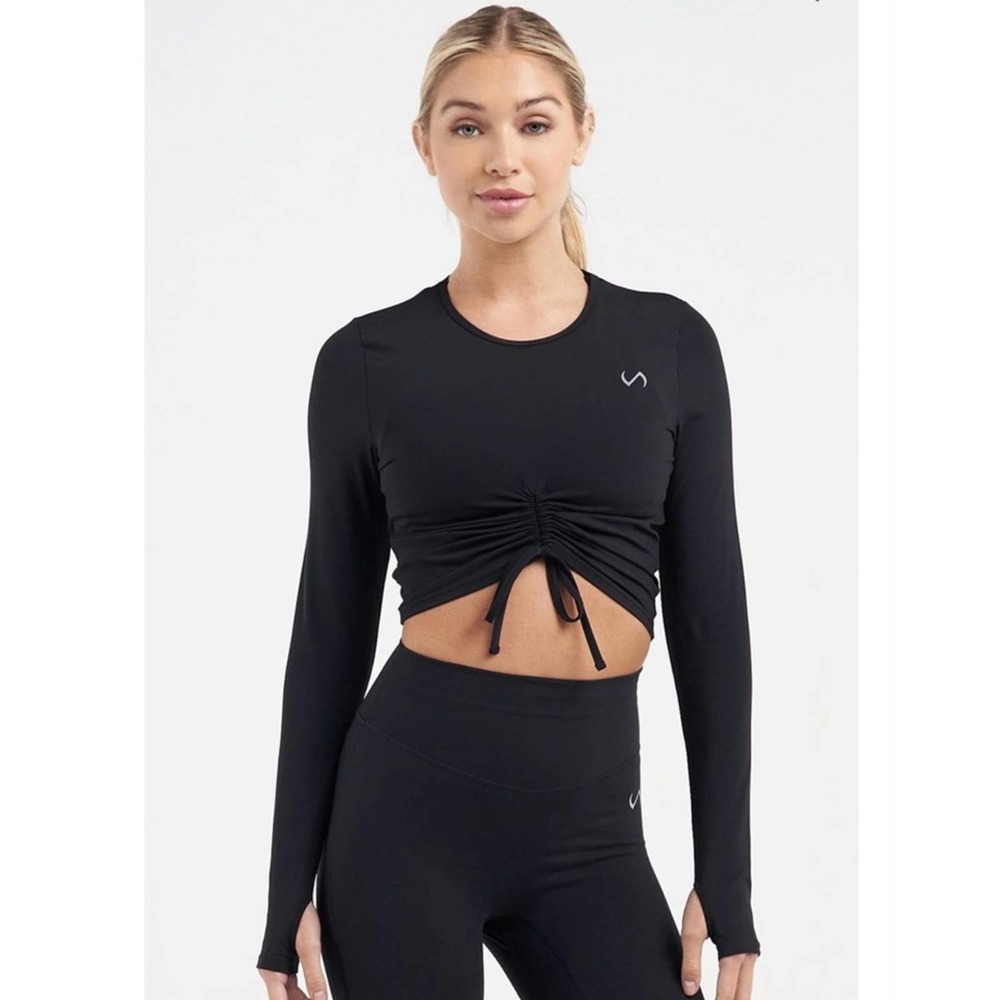 NEW TLF Womens SIZE XS Serena Long Sleeve Black Crop Top